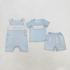 Conjunto de Camisa y Pantalones Cortos con Bordado de Perros para Bebés y Niños, Ropa de Verano a Rayas para Niños - Product Image 4