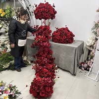 Décoration de table SMS, fleurs artificielles en soie rouge, arrangement de roses pour mariage, anniversaire, fête, décoration d'événements