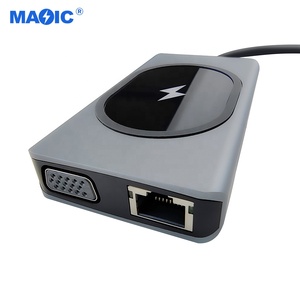 Nuevo concentrador multifunción 9 en 1 Tipo C a HDMI PD <span class=keywords><strong>USB</strong></span> SD TF <span class=keywords><strong>VGA</strong></span> Audio RJ45 tipo C adaptador cargador inalámbrico estación de acoplamiento - Product Image 2
