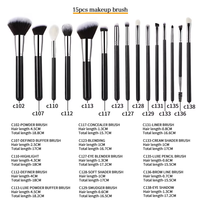 YDINI Offre Spéciale 15 pièces ensemble de pinceaux de maquillage Portable professionnel avec manche en bois cheveux synthétiques poudre pinceaux ombre à paupières pour le visage