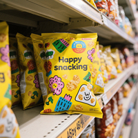 Sac en plastique laminé de qualité alimentaire imprimé sur mesure à 3 joints latéraux emballage de croustilles avec joint arrière pochette d'oreiller quantité minimale de commande 100 pièces