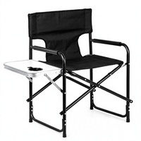 Chaise de Réalisateur Pliante Robuste Moderne avec Siège en Toile et Cadre Métallique, Chaise de Camping pour Parc et Plage avec Table Latérale
