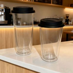 แก้วน้ำชา นม กาแฟ แบบมีโลโก้สั่งทำ ขนาด 350 มล. 550 มล. ทำจากแก้วบอโรซิลิเกต 2 ชั้น ขนาด 12 ออนซ์ พร้อมฝาซิลิโคน - Product Image 5