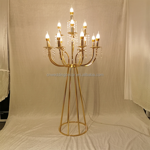 Centrotavola per matrimoni vendita popolare 10 teste candelabri alti candeliere <span class=keywords><strong>portacandele</strong></span> in metallo dorato - Product Image 4
