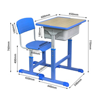Table à Dessin Réglable en Hauteur avec Plateau en Bois, Design Asiatique Durable, Ensemble de Mobilier Scolaire pour Enfants, Chaises d'Apprentissage pour Salles de Classe