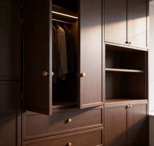 Armoire de chambre à coucher avec porte miroir, en bois massif, grande capacité, rangement de vêtements pour usage familial - Product Image 4