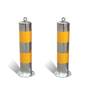 Rimovibile in acciaio inox vialetto dissuasore palo di parcheggio barriere colonna di avvertimento con strisce riflettenti - Product Image 1