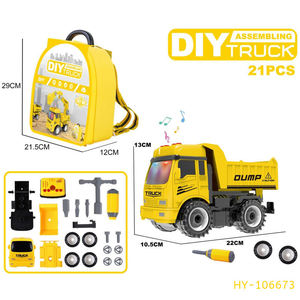 Kit de véhicules d'ingénierie DIY, 4 modèles, camion à assembler par vis et écrous, avec inertie, lumières et sons, jouet à dosser, cadeau pour enfants - Product Image 4
