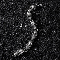 Collier chaîne cubaine Hip-Hop en acier inoxydable 316L et alliage de zinc avec pendentif tête de mort plaqué argent, bijoux de mode punk pour hommes