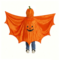 Cape de chauve-souris noire pour enfants, ensemble de poncho à capuche citrouille pour Halloween, déguisement de carnaval pour enfants, vente en gros