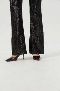 Pantalones brillantes de moda de alta calidad personalizados, pantalones acampanados con lentejuelas para ropa informal de mujer - Product Image 5