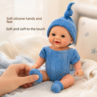 Nouvelle arrivée : poupée reborn en silicone de 8 pouces avec pull en tricot bleu, robe offerte, jouet compagnon pour enfants