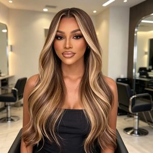 Pelucas de Cabello Humano con <span class=keywords><strong>Balayage</strong></span> <span class=keywords><strong>y</strong></span> Reflejos, <span class=keywords><strong>Rubio</strong></span> Miel Marrón Ombre, Liso <span class=keywords><strong>y</strong></span> Ondulado, Peluca Frontal de Encaje HD 13x4, Línea de Cabello Pre-Arrancada por Proveedor - Product Image 2