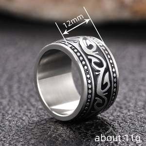 Anello in Acciaio Inossidabile Texturizzato Unisex, Accessorio Vintage alla Moda per Uso Quotidiano - Product Image 4
