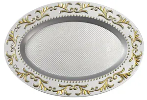 Oval altın jant lüks tarzı ev dekorasyon düğün veya parti servis tabakları