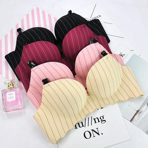 Soutien-gorge sans armatures push-up en polyester rayé respirant à bretelles ajustables pour femmes - Product Image 2