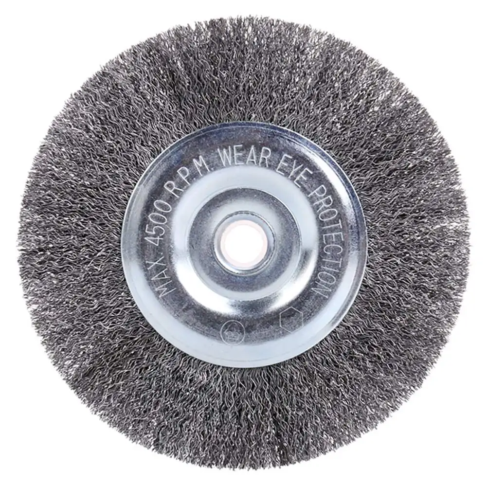 6" Bench Wire Wheel Brush | Coarse Crimped Steel Wire 0.012" with 5/8" Arbor for Bench Grinder