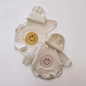 1 علامة خاصة الخريف ملابس أطفال حديثي الولادة أولاد بنات ملابس قطنية ابتسامة سعيدة وجه فقاعة سالوبيت طفل رومبير