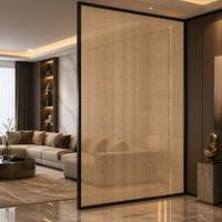 Panneau de verre décoratif laminé tissé avec fil métallique or-bronze, effet translucide pour une intimité optimale, idéal pour la décoration intérieure de luxe