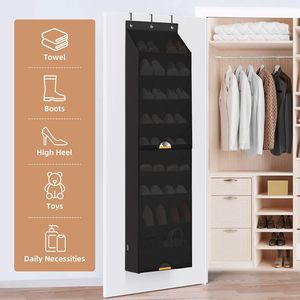 Organisateur de chaussures à suspendre sur la porte, 10 poches, rangement anti-poussière pour chaussures derrière les portes ou sur les murs, polyester noir - Product Image 5