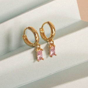 Pendientes de aro Huggie chapados en oro de plata esterlina 925 Gemnel arcoíris Cz - Product Image 4