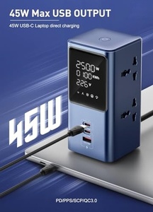 Estación de Carga de Escritorio GaN de 45W con 7 Puertos USB PD45 de 2500W, Regleta de Extensión con Enchufes y Tomas - Product Image 2