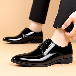 Chaussures habillées formelles pour hommes 2024, noires, à lacets, Oxford, semelle en caoutchouc, pour le bureau et la carrière, couleur unie, doublure en PU, toutes saisons - Product Image 2