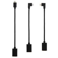 CableCreation - Paquete de 3 Cables OTG Chapados en Oro, Adaptador Micro USB a USB 2.0 Izquierdo/Derecho/Recto, 15 cm, 480 Mbps, para Cámara y Computadora