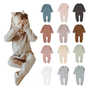 Baby Pajama Wholesale Organic Cotton Baby Rompers Long Sleeve Anti-slip Design Baby Jumpsuit Autumn Pajamas Footie Romper