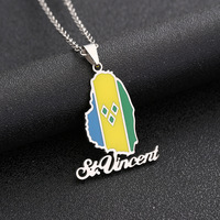 Nouvel Arrivage Collier Pendentif Carte de Saint-Vincent en Acier Inoxydable Style Ethnique Unisexe Bijou Transfrontalier pour Couples