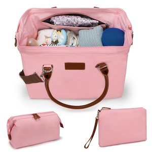 Ensemble de 3 sacs à couches roses grande capacité en Oxford 600D pour maman, idéal pour les voyages, vente en gros, usine OEM/ODM certifiée BSCI - Product Image 4