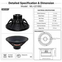 Haut-parleur de basses de 21 pouces, 2600 W max, unité de basses puissante pour système de sonorisation de scène, composant haute fidélité