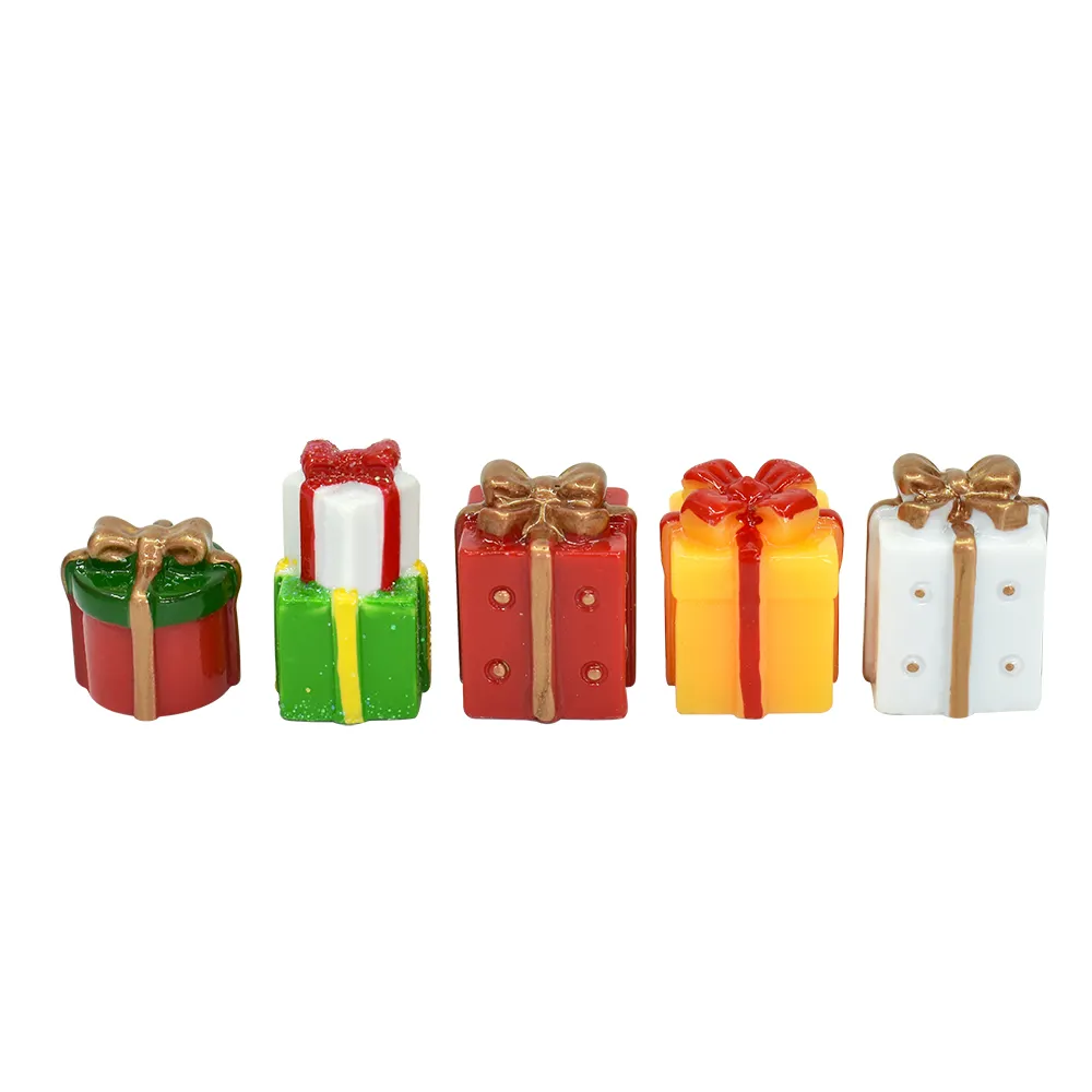 Nova chegada 3D caixa de presente de natal amuletos de resina para fazer jóias DIY casa de boneca brincar brinquedos enchimento de lodo estatueta de jardim de fadas