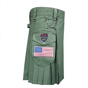 Kilt écossais Onstyle pour homme, style sportif et traditionnel, en laine acrylique noire, avec détails en cuir, taille personnalisée - Product Image 1