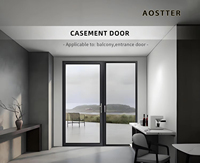 Puerta Batiente Alta y Estrecha de Aluminio AOSTTER con Vidrio Transparente de Piso a Techo, Perfil Extremadamente Delgado, Diseño Moderno, Impermeable