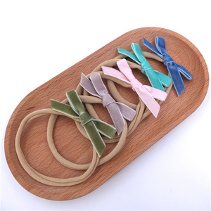 Nieuw Ontwerp Baby Mode Mini Fluwelen Strik Haarbanden Kinderstof Hoofdband Voor Pasgeboren Peuter Baby Accessoires - Product Image 5