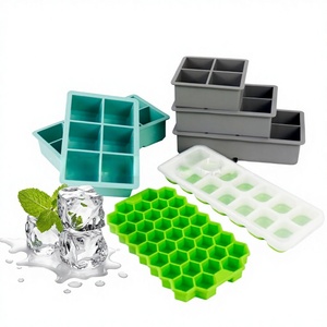 Bandeja de silicona para cubitos de hielo de 4 celdas y 4 orificios, resistente a altas/bajas temperaturas, fácil de desmoldar, ideal para el verano. - Product Image 1