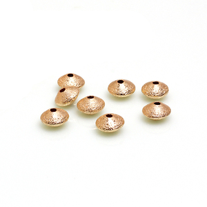Perles d'espacement rondes en forme de soucoupe, petites, mates, givrées, plaquées or véritable, effet poussière d'étoile, 100 pièces/sac - Product Image 4