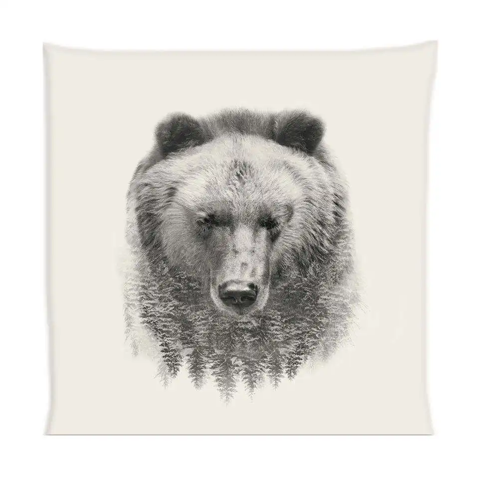 Wholesale Custom Design Wall Hanging creative Bear Animal Cotton Fabric Wall Tapestry