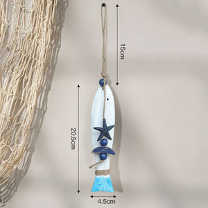 Décorations murales verticales en bois de style méditerranéen moderne, pendentif poisson, pour bar, restaurant, café, ornements artisanaux, <span class=keywords><strong>décoration</strong></span> intérieure - Product Image 4