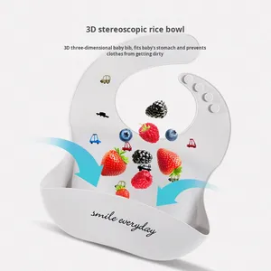 Bavoir bébé en silicone imperméable à motif dessin animé, sans <span class=keywords><strong>lavage</strong></span>, pour l'alimentation – Meilleures ventes - Product Image 3