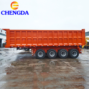 Chengda 60 Ton 4 Axle 40 Cubic Square Shape <strong>Box</strong> <strong>Used</strong> Heavy Duty Hydraulic Dump <strong>Trailer</strong> <strong>for</strong> Stone Stand Rock Hauling - Product Image 4