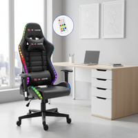 Fauteuil de Gaming LED Moderne avec Fonction Massage, Design Extensible, Cuir PU, Réglage de Hauteur à 3 Niveaux par Vérin à Gaz, Vente en Gros pour le Gaming