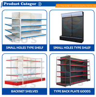 Système de supports de gondole en métal à usage intensif pour le stockage Présentoir de supports d'étiquettes de conception d'aménagement intérieur de supermarché personnalisé