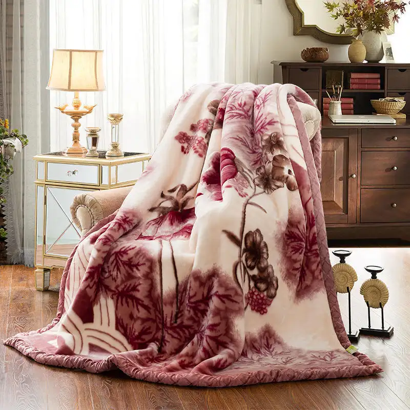 Textiles para el hogar, venta al por mayor, manta de cubierta gruesa de doble capa para mantener el calor agradable a la piel, cómoda manta Raschel tejida para siesta
