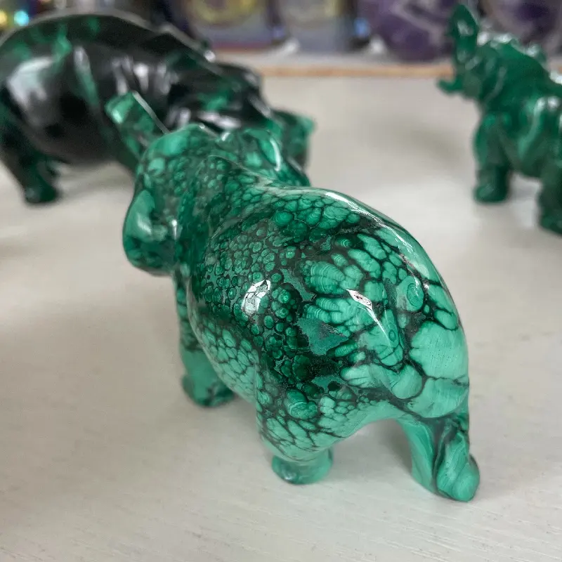 Natural Crystal Stones Malachite animals Stone Healing Crystal Sculpture For Decoration