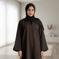 Nouvelle Abaya Fermée 2026 – Robe Musulmane Rayée Tendance de Dubaï pour le Ramadan et l'Aïd, Idéale au Quotidien |   Vêtements islamiques élégants pour femmes
