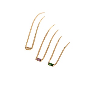 Collares de diamantes chapados en oro de color alto Vintage para mujer, 12 circonitas de piedra natal, acero de titanio, forma de luna inoxidable, regalo especial - Product Image 3