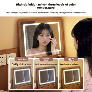 Small Solid Wood <strong>Bedside</strong> Dressing <strong>Table</strong> Bedroom Modern Simple Storage Cabinet Makeup <strong>Table</strong> with Integrated Makeup <strong>Mirror</strong> - Product Image 3