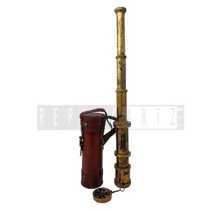 Telescopio de Latón Estilo Dollond para Capitán Náutico con Estuche de Cuero, Monocular Vintage para Navegación, Senderismo y Viajes - Product Image 4